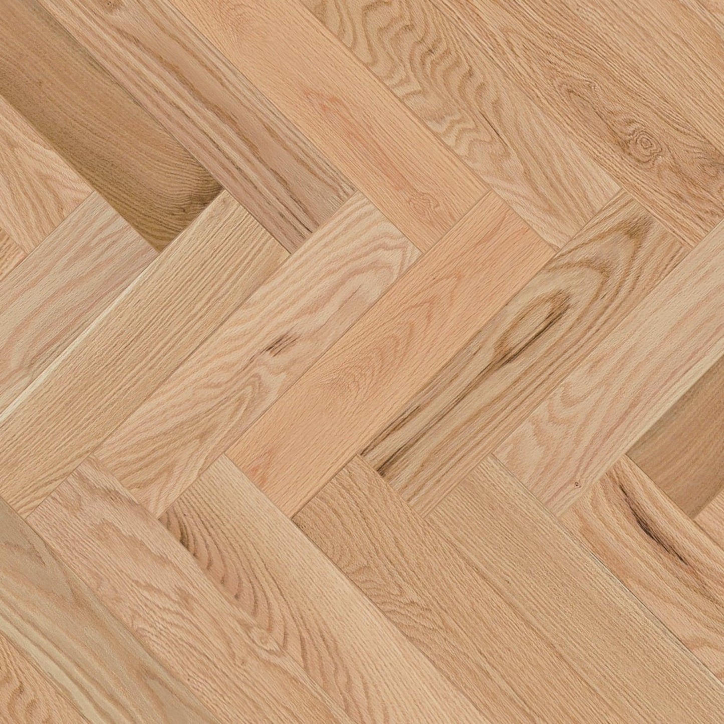 Natural - Duramatt in Red Oak - 5" Exclusive Brushed Herringbone Hardwood