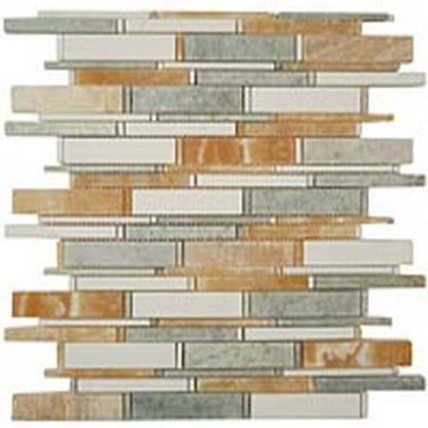 Cascade in Honey Onyx-Ming Green-Thassos White 4"xrandom Bricks Natural Stone