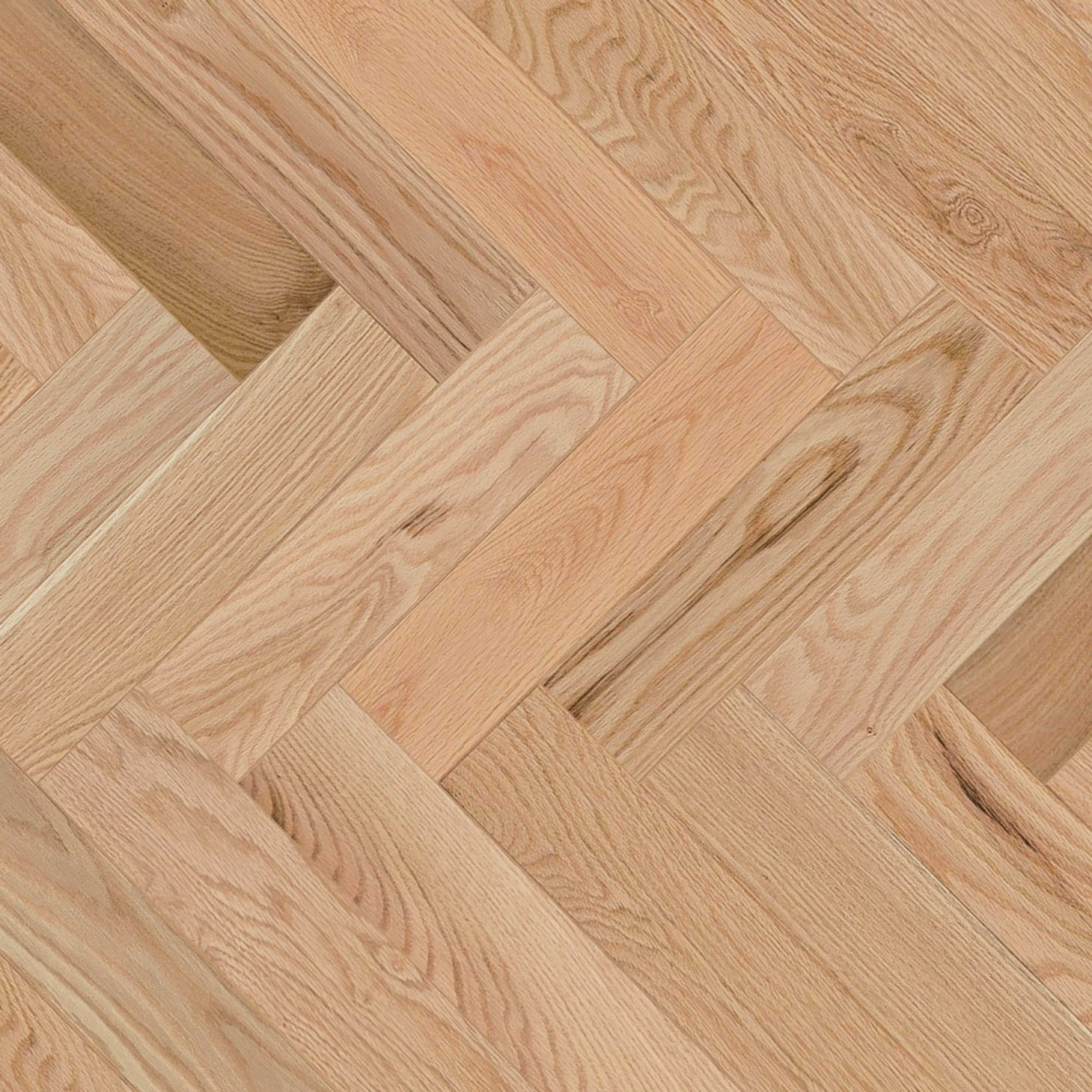 Natural - Duramatt in Red Oak - 5" Exclusive Brushed Herringbone Hardwood
